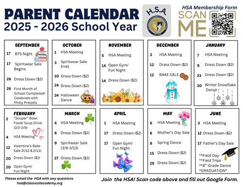 HSA Calendar